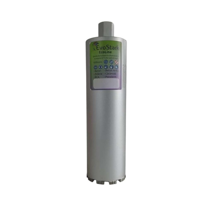 Диамантено сърцевина за бетон Ø76 EcoLine, Turbo сегменти, захващане 1.1/4" UNC, Дължина: 450 mm, мокро и сухо сърцевина, EvoStark