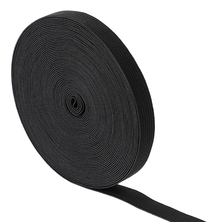Elastic standard, latime 6 mm, lungime 10 m, croitorie, Negru
