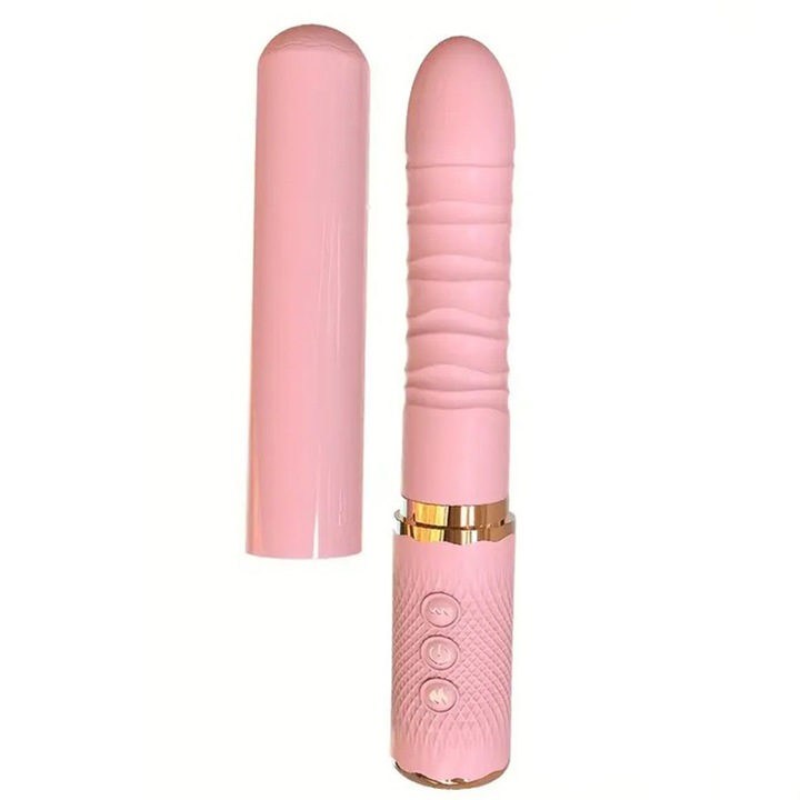 Вибратор-дилдо Thrust, FairyKiss®, телескопична вибрация и нагряване, 3 в 1 женски вибратор за G-точка, мека силиконова реалистична секс играчка-дилдо за възрастни жени, задоволително женско удоволствие, светло розово