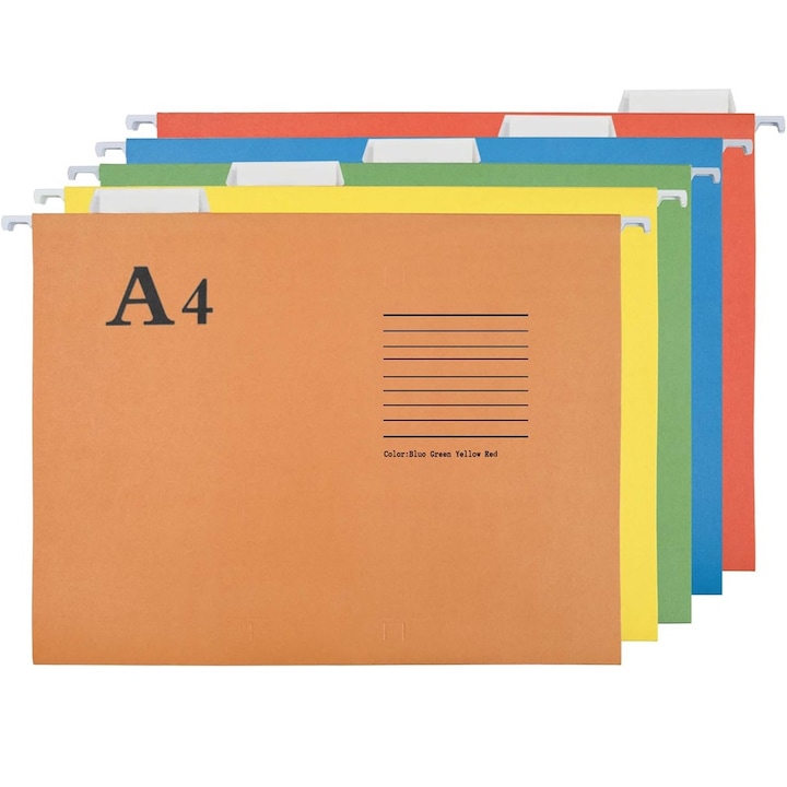 Folder pentru agatat, Dosar cu file ajustabile, A4, set de 5 bucati-23.5x29.9cm, Multicolor