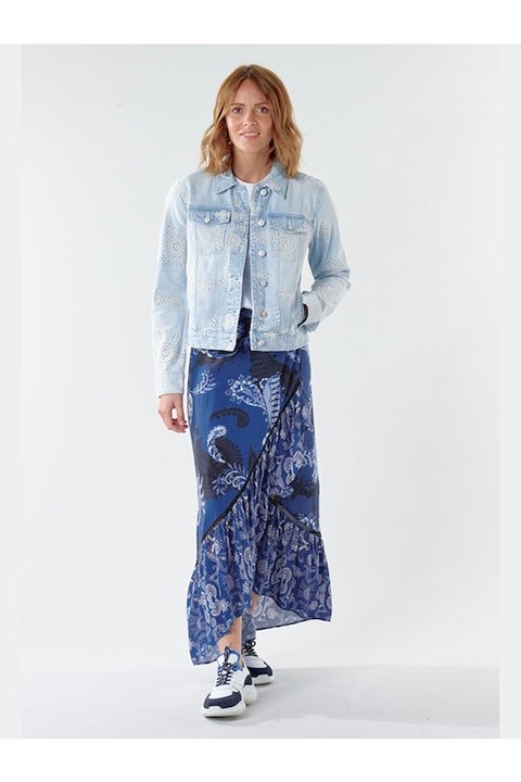 Fusta Desigual Nerea cu volane, asimetrica, Albastru, S