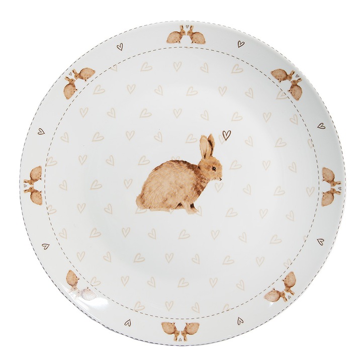 4 db fehér barna nyúl porcelántányér készlet 26x2 cm