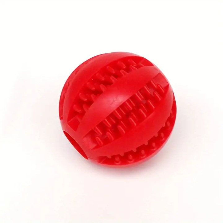 Jucarie pentru caini, minge elastica, cauciuc, diametru 5 cm, rosu