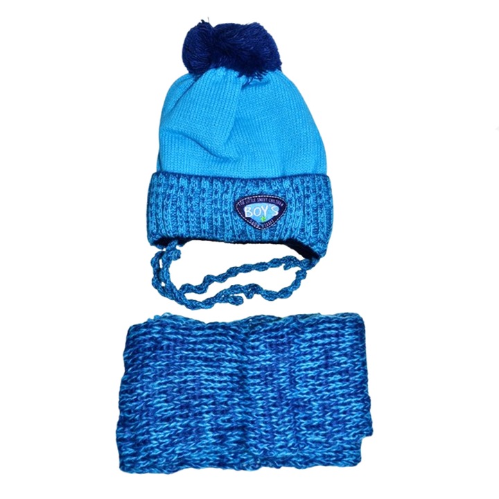 Set doua piese caciula si fular pentru baieti Mini Junior 38-418, Albastru 115644