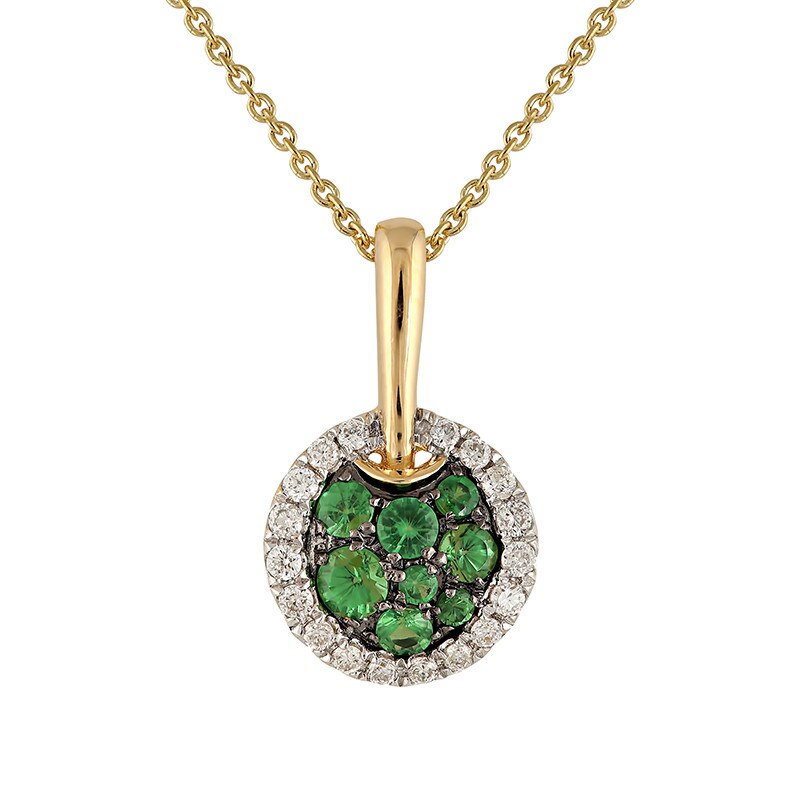 Pandantiv cu Lant Deruvo aur 18k Diamante, Tsavorite, Ajustabil 40-45 P29342-Y