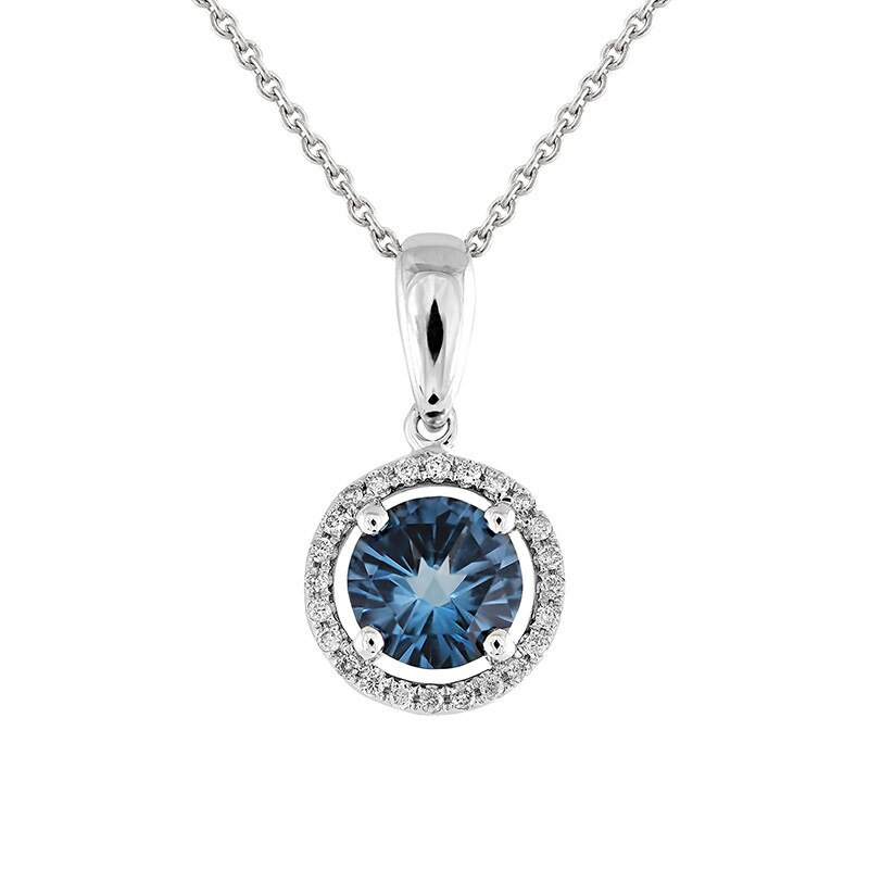 Pandantiv cu Lant Deruvo Aur 18k Diamante, London Topaz, Ajustabil 40-45 P31324-W