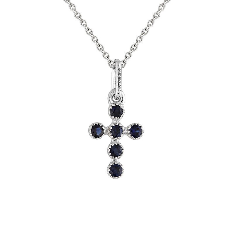 Pandantiv cu Lant Deruvo Aur 18k Safire, Ajustabil 40-45 P32568-W