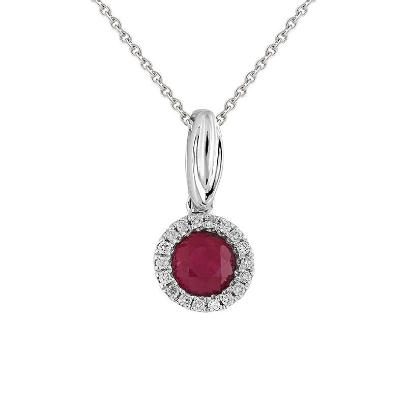 Pandantiv cu Lant Deruvo Aur 18k Diamante, Rubin, Ajustabil 40-45 P30379-W