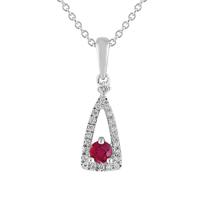 Pandantiv cu Lant Deruvo Aur 18k Diamante , Rubin, Ajustabil 40-45 P25120RWN-W
