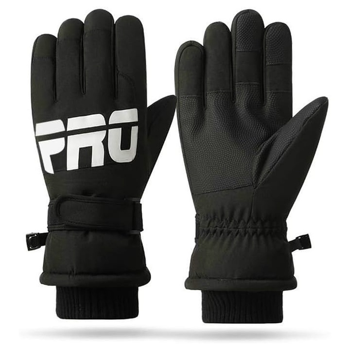 Manusi pentru Iarna L, OPTIM SOLUTION, Tactile, Warm Winter Gloves, All Day OptimForm Pro, Functie Touchscreen (Ecran Tactil), pentru Ski, Termoizolare, Materiale de Calitate Superioara, Confortabile, Rezistente la Vant, Design la Moda, Marime L, Negru