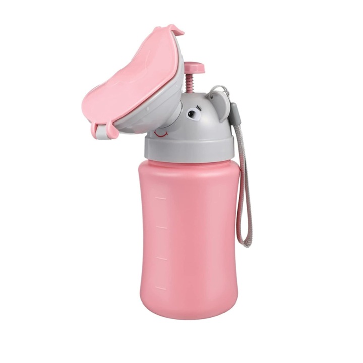 Olita portabila Pisoar de urgenta Toaleta pentru masina, Calatorie, Camping, Cupa din silicon, Container pentru urina Instrument pentru urinare, roz