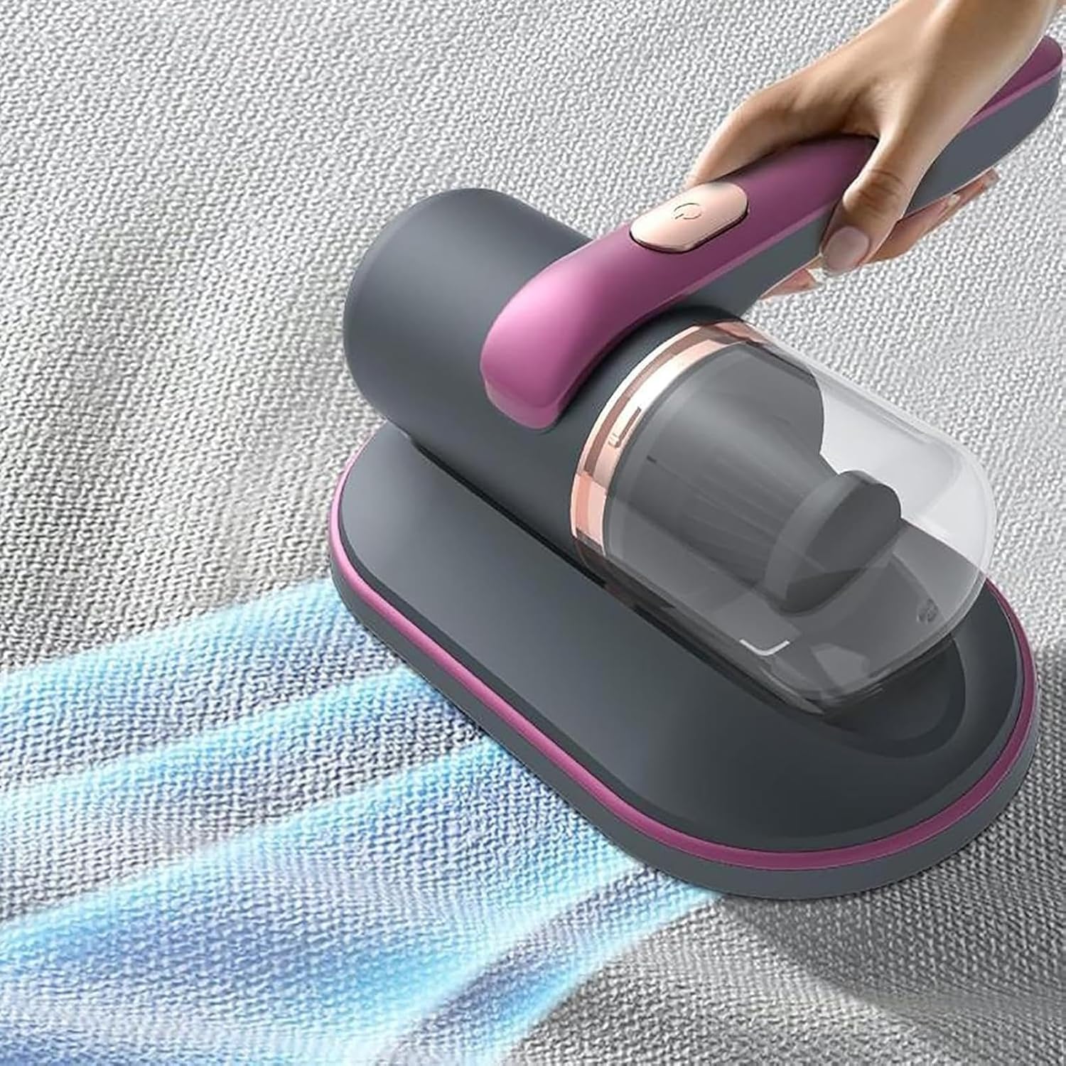 Aspirator portabil cu acumulator, De uz casnic, pentru pat, aspiratie puternica, cu lampa UV, wireless, anti-acarieni si praf, putere aspirare 10000kpa, Eliminare Acarieni si Filtrare 99%, Ideal pentru Saltele, Canapele si Covoare, Mov