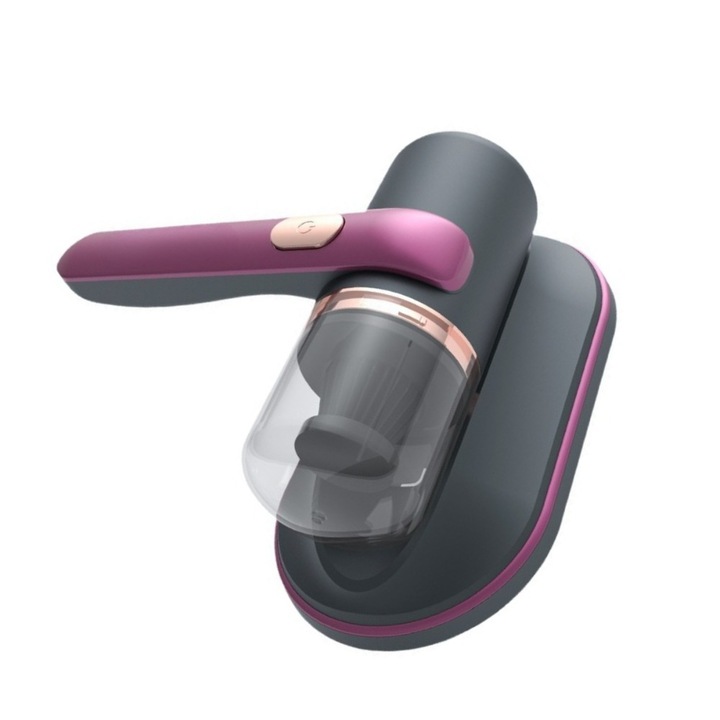 Aspirator portabil cu acumulator, De uz casnic, pentru pat, aspiratie puternica, cu lampa UV, wireless, anti-acarieni si praf, putere aspirare 10000kpa, Eliminare Acarieni si Filtrare 99%, Ideal pentru Saltele, Canapele si Covoare, Mov
