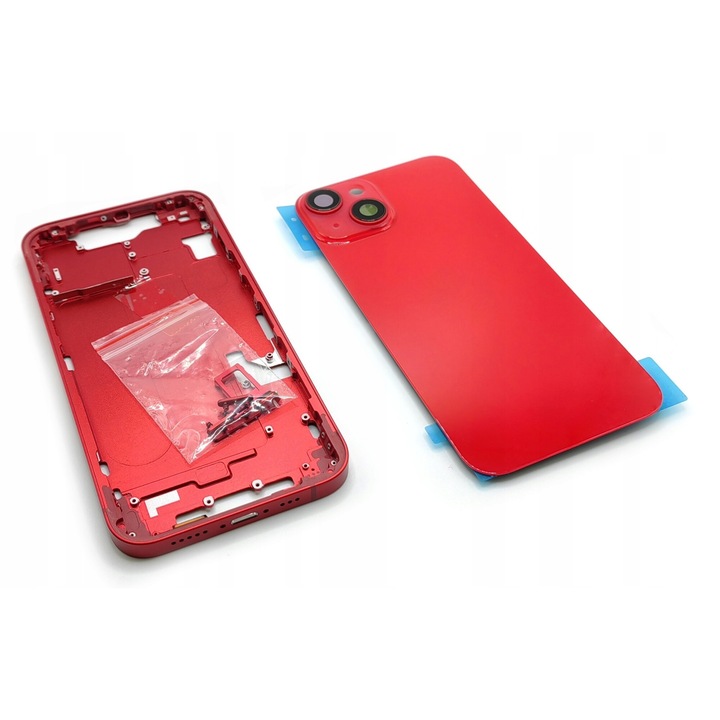 Калъф за телефон, iPhone 14, червен, пълен комплект с рамка и стъклен панел