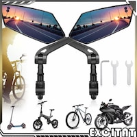Set 2 oglinzi biciclete, Excitat®, ABS, Universale, oglinda de bicicleta 360 °, Safe Wide AngleHD Rezistent la explozii, reglabil Rotatable, Cu Instrumente de Instalare, Pentru Vehicul Electric/Bicicleta/Motocicleta, Negru