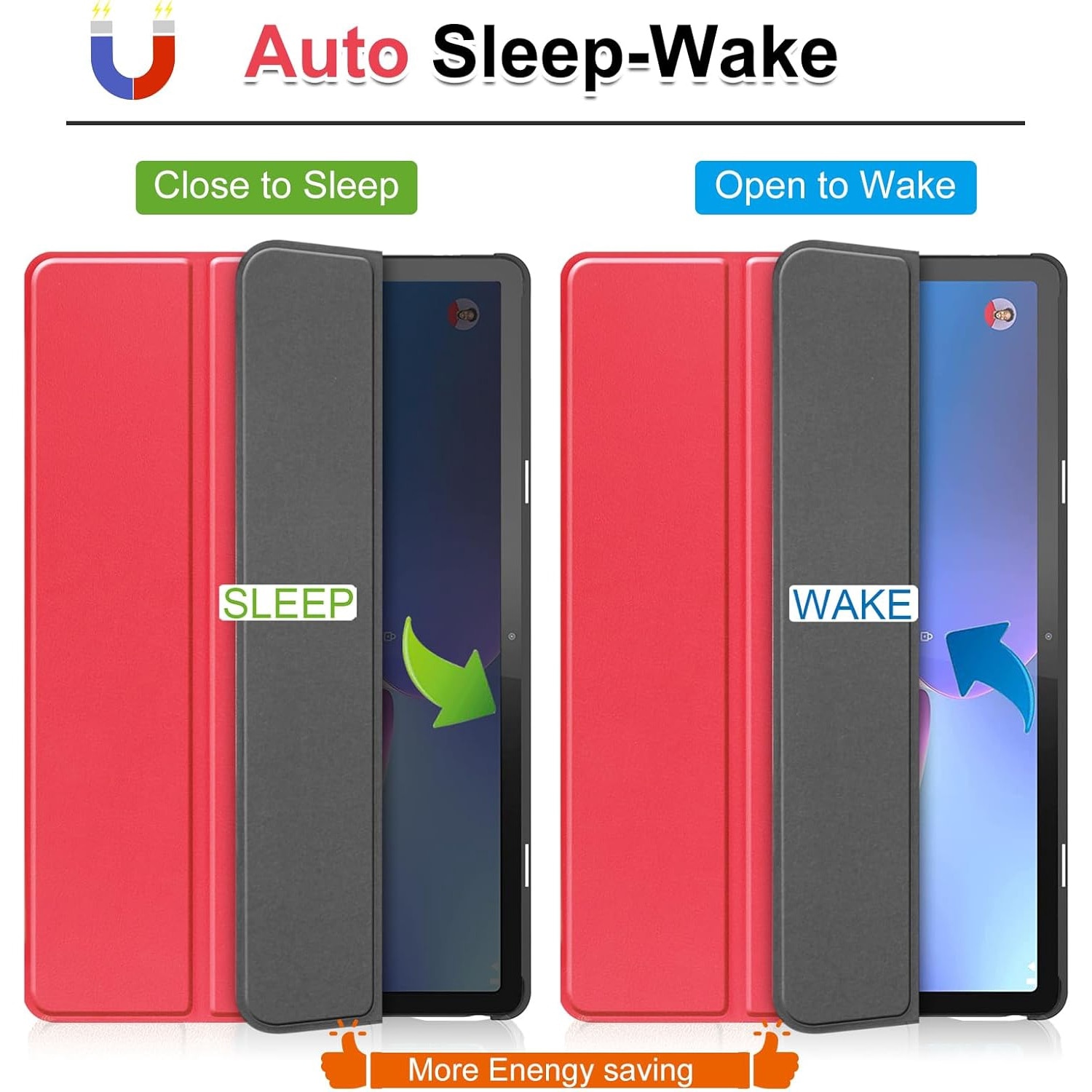 Husa Sigloo pentru tableta Lenovo Tab P11 Gen2(TB-350), 11.5 inch, Red, Trifold, Smart Cover, Ultraslim