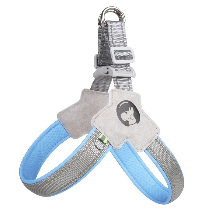 Ham pentru caini, reglabil, albastru, dimensiune S, set de curea de caine