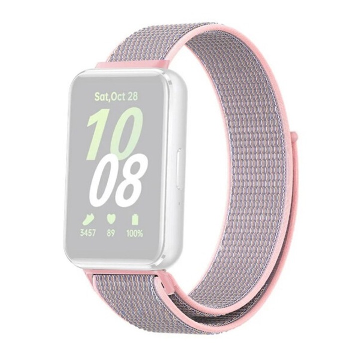 Gigapack pótszíj, egyedi méret, nylon, tépőzáras, légáteresztő, rózsaszín, kompatibilis: Samsung Galaxy Fit 3
