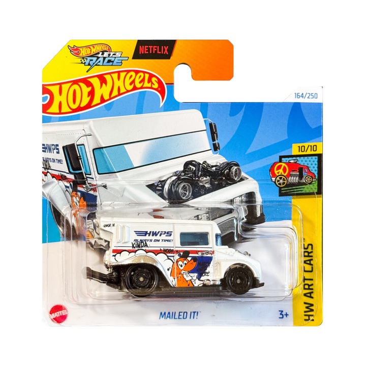 Кола Hot Wheels, изпратена по пощата, HW Art Cars, метал, 1:64, бял