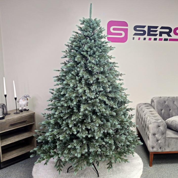 Brad artificial Christmas Deluxe by Sersimo, Alaska Select verde argintiu, integral 3D, 210 cm