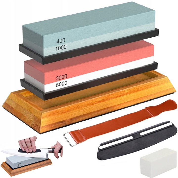 Késélező készlet, MG-COM, 400/1000, 3000/8000, fehér/fekete/kék, 125x95x80mm