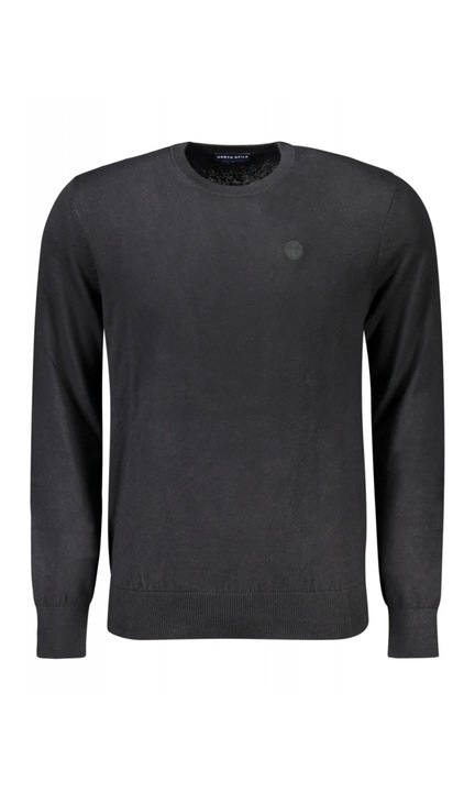 Férfi pulóver, hímzett mini logóval, Normál szabású, North Sails, Fekete, M