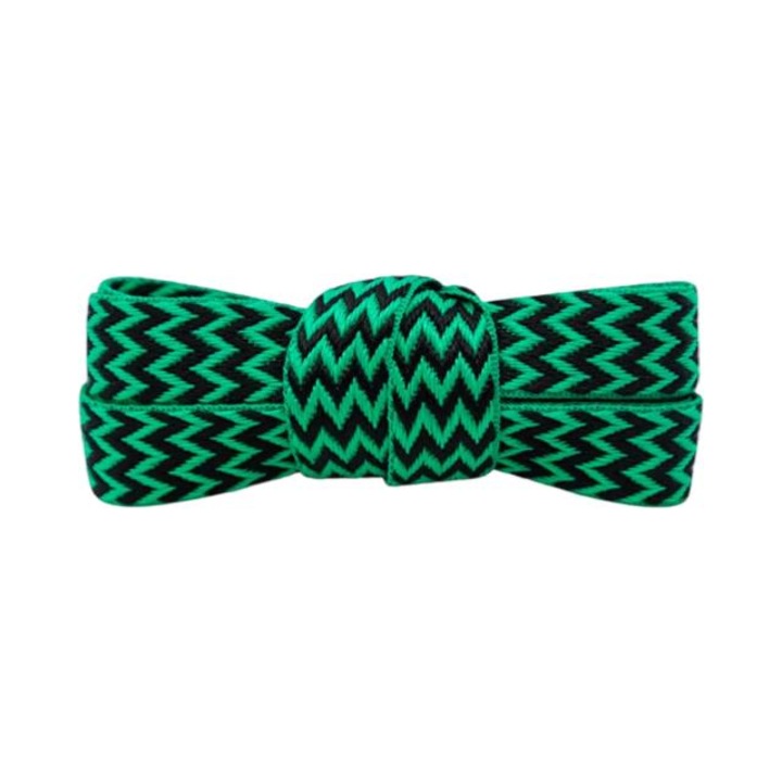 Sireturi late, 1.5 cm verde\negru