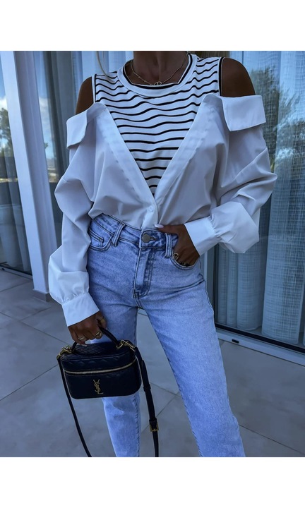 Alkalmi noi ing, gallerral, feher, Fehér