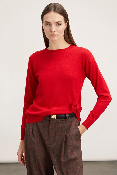 Motivi, Pulover cu funda si slit lateral, Rosu, M