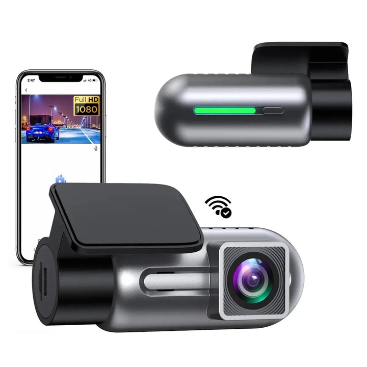 Camera auto DVR WIFI, Vizionare nocturna, unghi 150°, Full HD 1080P, Senzor GC2083