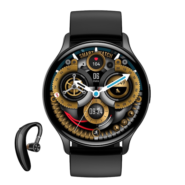 Rainbuvvy S216 Ceas inteligent GPS pentru sport cu ecran AMOLED de 1, 78 inci, rezistenta la apa 3ATM, baterie de 350 mAh, altimetru, barometru, busola, Auriu