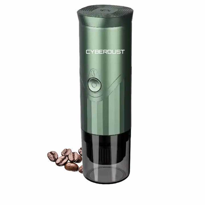 Minipresso CYBERDUST, Espressor Portabil Verde, Compatibil Cafea Macinata si Capsule Universale B, Incarcare USB-C, 7500mAh, Sistem Anti-Scurgere, Ideal pentru Calatorii, Camping, Birou