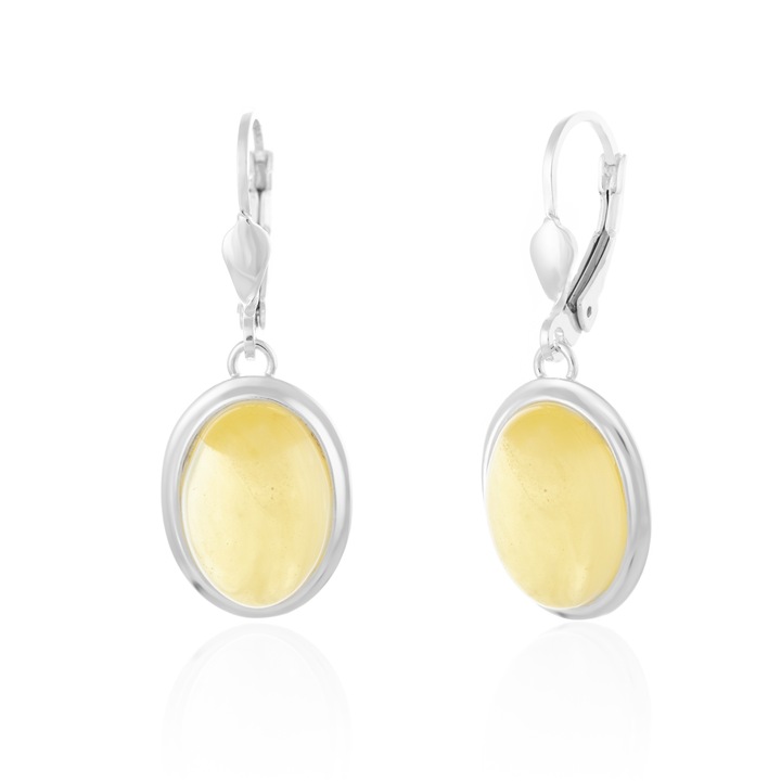 Cercei din argint 925, Piatra: chihlimbar natural, Culoare: galben pal, Sonis Silver