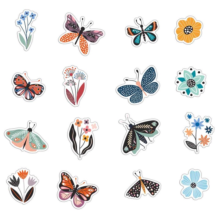 Set 16 magneti frigider fluture floare 3D multicolor