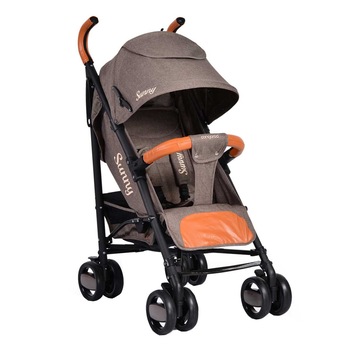 Carucior sport tip umbrela NOVOKIDS™ Sunny, Spatar reglabil 3 trepte, Cadru aluminiu, Insertii piele in maner si suport picioare, Amortizoare, Frana picior,Pliabil , Maron cu Gri Carucior sport tip umbrela NOVOKIDS™ Sunny, Spatar reglabil 3 trepte, Cadru aluminiu, Insertii piele in maner si suport picioare, Amortizoare, Frana picior,Pliabil , Maron cu Gri