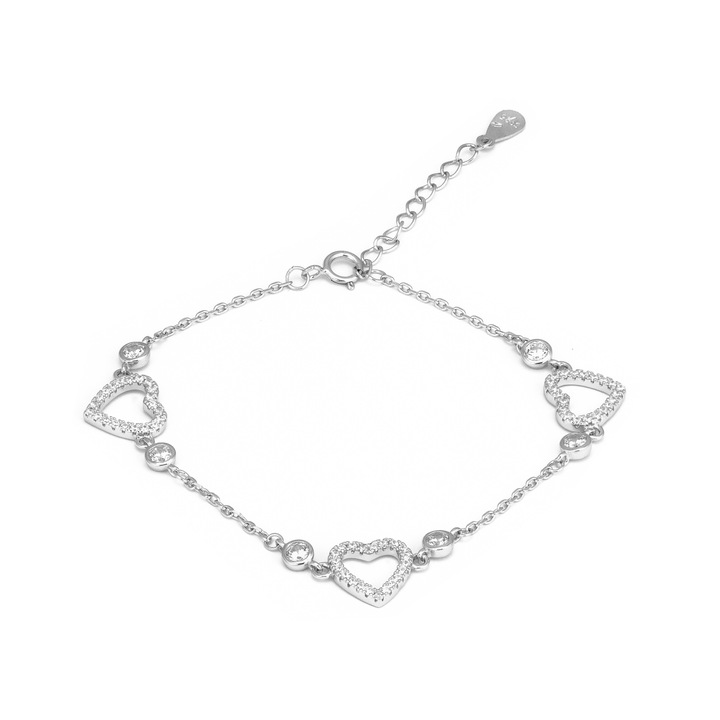 Bratara din argint 925 rodiat, Piatra : zirconia fatetata si cubic zirconia, Culoare : transparenta, Sonis Silver