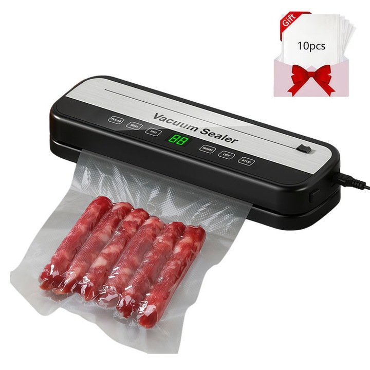 Aparat de vidat, 30 cm, 5 moduri, negru, 610 g, set cu 10 pungi