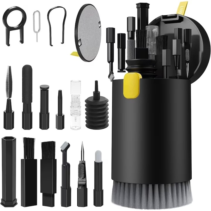 20 az 1-ben többfunkciós készlet elektronikai eszközök tisztításához, laptop, CHIGOODS, billentyűzet, telefon, fejhallgató, fekete