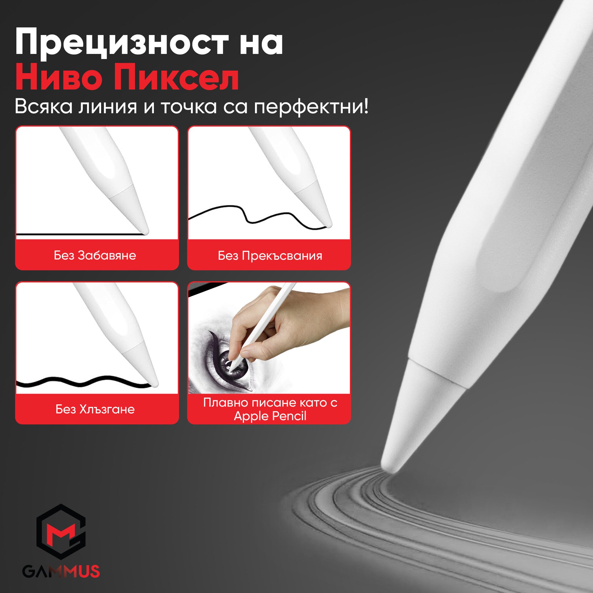 Stylus Pen за iPad, GAMMUS® Pencil 1, Смарт писалка за таблет