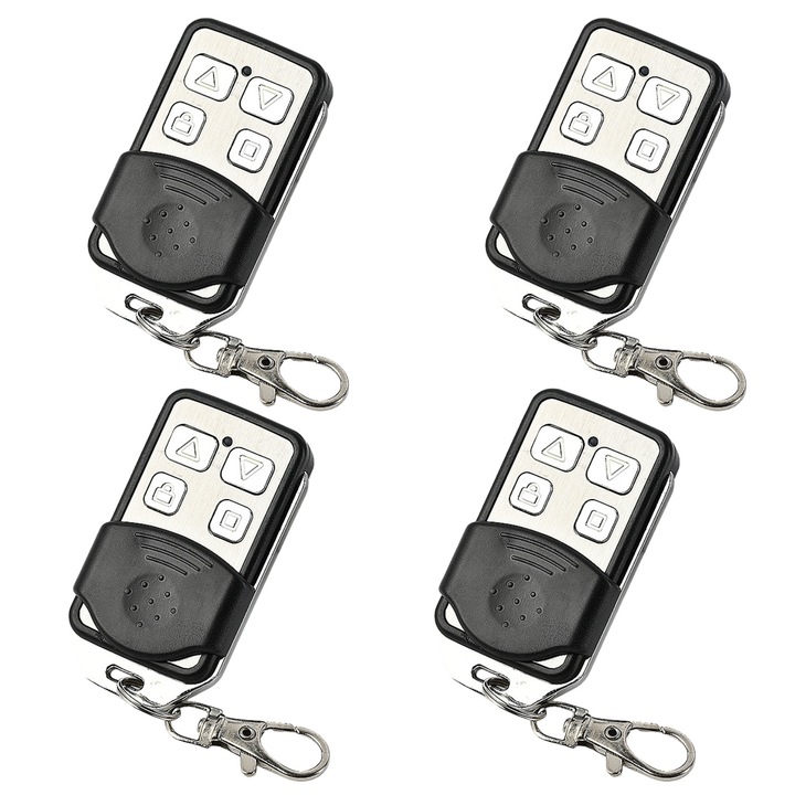 Set 4 telecomenzi programabile pentru usi garaj, 433MHz, Vanaxalife®, Plastic/Metal, Negru