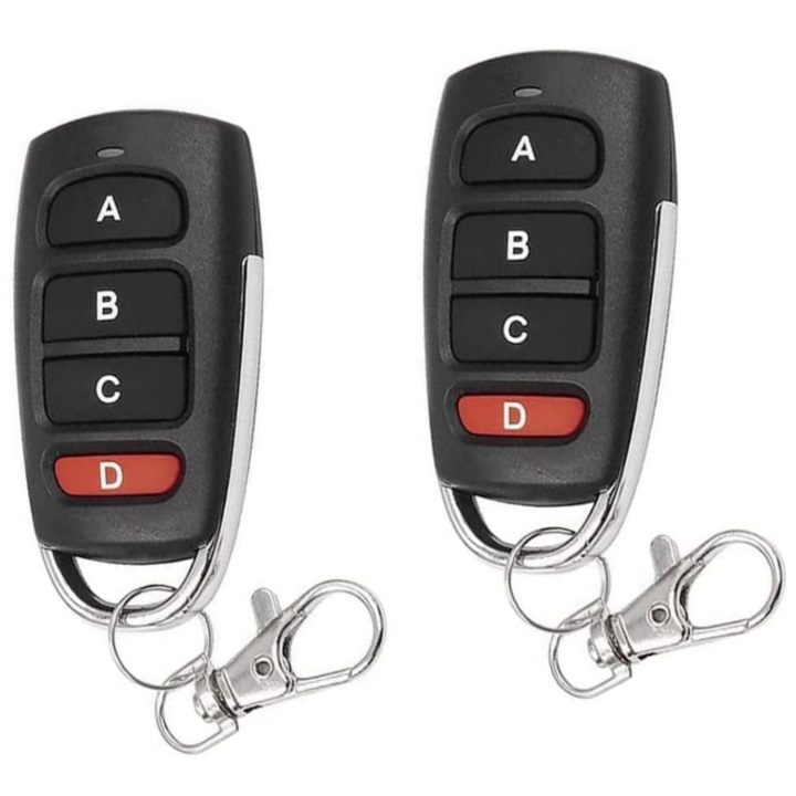 Set 2 Telecomanda copiatoare, Vanaxalife®, 433MHz, buton ABCD, Negru