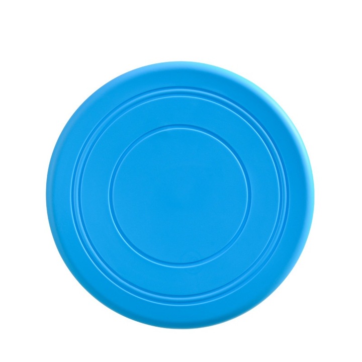 Disc zburator jucarie pentru caini, cauciuc, 18 cm, albastru
