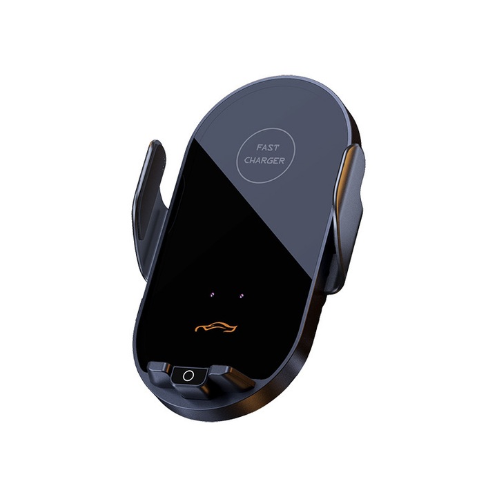 Suport de telefon pentru incarcare wireless, 66W, montare pe ventilatie auto, prindere automata, negru