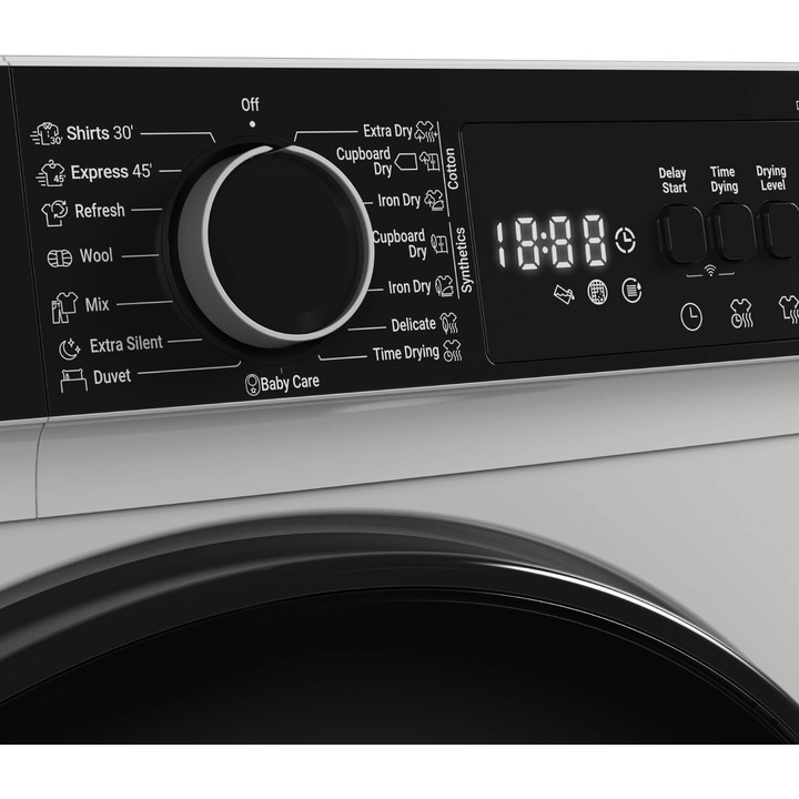 Uscator de rufe Daewoo DDR-XV9A, Pompa de caldura, 9 kg, Display LED, Clasa A+++