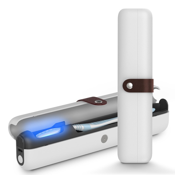 Sterilizator UV pentru periute de dinti, Rqiurpn, portabil, 1500mAh, USB, 1 bucata, alb