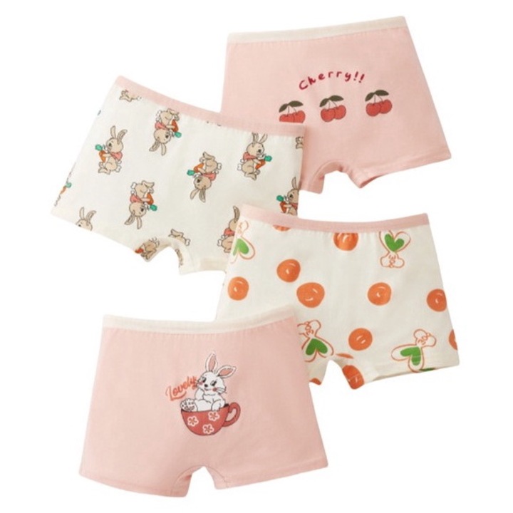 Set 4 Chiloti Boxer Copii Bumbac Organic -Fara Formaldehida/Fluor, 、Lenjerie intima, Roz deschis