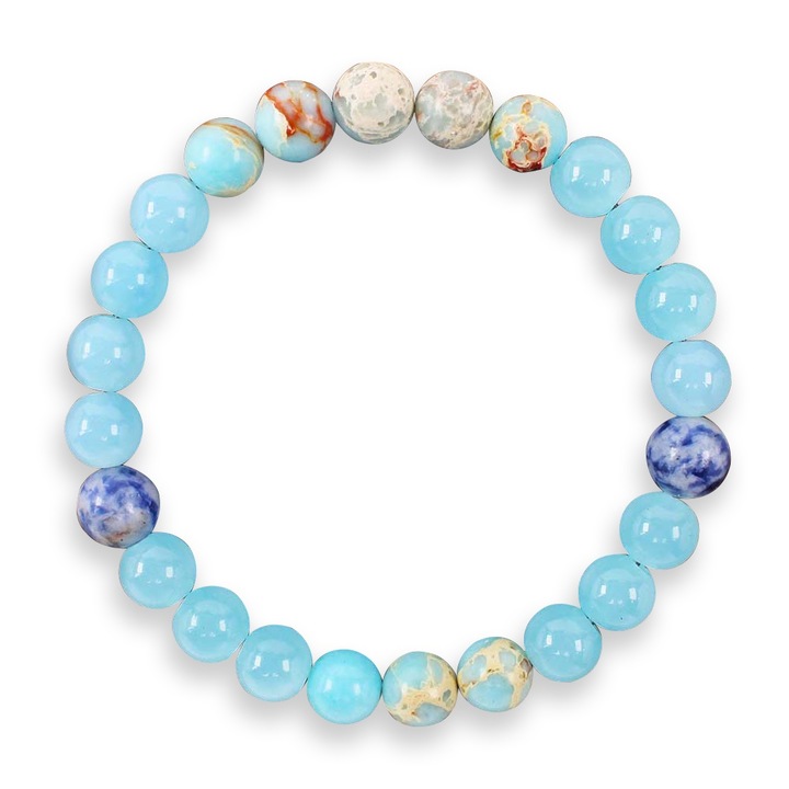 Bratara din piatra semipretioasa albastra, dimensiune 8mm, lungime 15-17cm, set