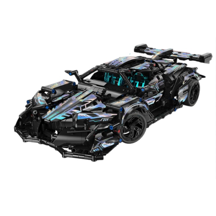 Építőelem játék szuperautó távirányító versenyautó modell, lézeres módosítás [statikus távirányító fény] (7-12 fiú)