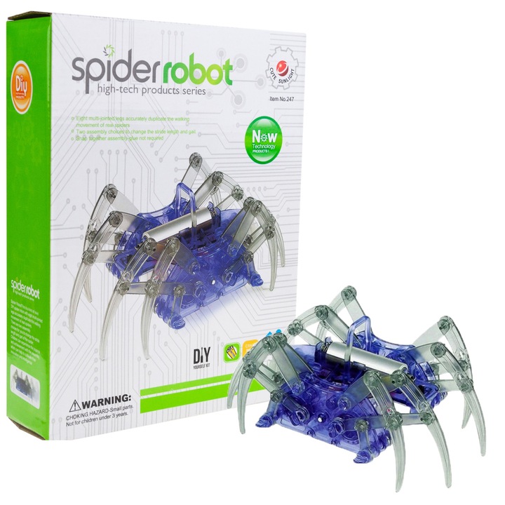 DIY napelemes robot, 8 láb, 25 x 19 x 5 cm, többszínű