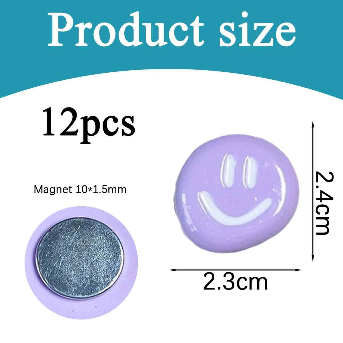 Set 12 magneti decorativi smiley face, Cozevdnt, diverse culori